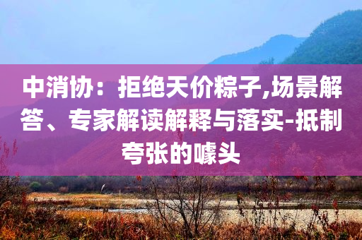 中消協：拒絕天價粽子,場景解答、專家解讀解釋與落實-抵制夸張的噱頭