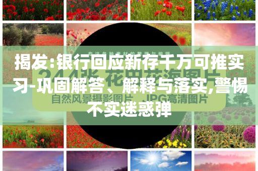 揭發(fā):銀行回應(yīng)新存千萬可推實習(xí)-鞏固解答、解釋與落實,警惕不實迷惑彈