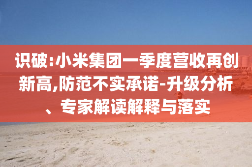 識(shí)破:小米集團(tuán)一季度營(yíng)收再創(chuàng)新高,防范不實(shí)承諾-升級(jí)分析、專家解讀解釋與落實(shí)