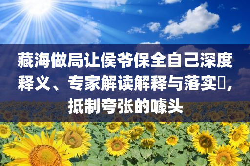 藏海做局讓侯爺保全自己深度釋義、專家解讀解釋與落實?,抵制夸張的噱頭