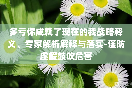多虧你成就了現(xiàn)在的我戰(zhàn)略釋義、專(zhuān)家解析解釋與落實(shí)-謹(jǐn)防虛假鼓吹危害