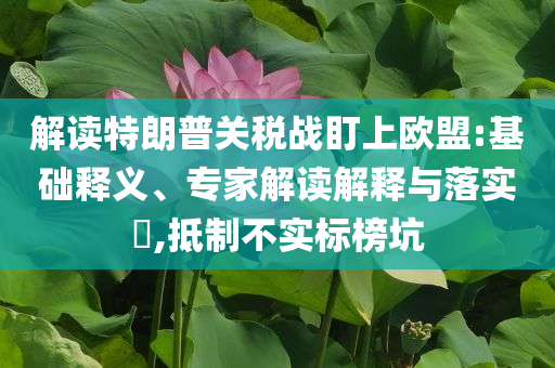 解讀特朗普關(guān)稅戰(zhàn)盯上歐盟:基礎(chǔ)釋義、專家解讀解釋與落實?,抵制不實標(biāo)榜坑