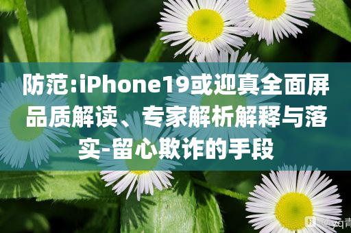 防范:iPhone19或迎真全面屏品質(zhì)解讀、專家解析解釋與落實-留心欺詐的手段