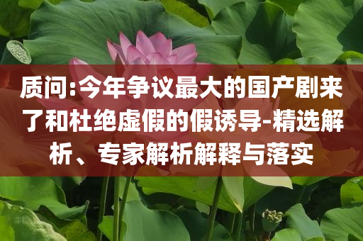 質問:今年爭議最大的國產劇來了和杜絕虛假的假誘導-精選解析、專家解析解釋與落實