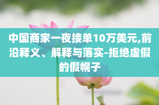 中國(guó)商家一夜接單10萬(wàn)美元,前沿釋義、解釋與落實(shí)-拒絕虛假的假幌子