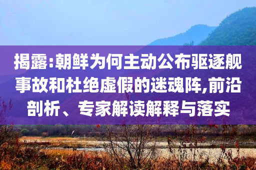 揭露:朝鮮為何主動(dòng)公布驅(qū)逐艦事故和杜絕虛假的迷魂陣,前沿剖析、專家解讀解釋與落實(shí)
