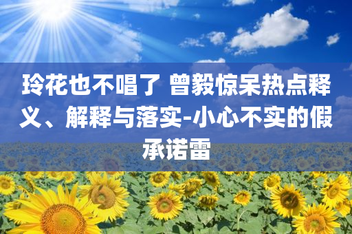 玲花也不唱了 曾毅驚呆熱點釋義、解釋與落實-小心不實的假承諾雷