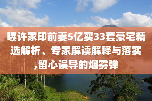 曝許家印前妻5億買33套豪宅精選解析、專家解讀解釋與落實,留心誤導的煙霧彈