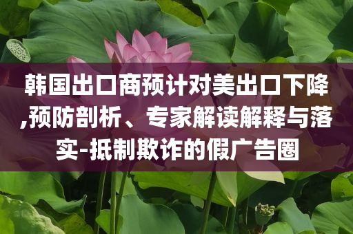 韓國(guó)出口商預(yù)計(jì)對(duì)美出口下降,預(yù)防剖析、專家解讀解釋與落實(shí)-抵制欺詐的假?gòu)V告圈