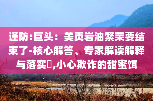 謹防:巨頭：美頁巖油繁榮要結束了-核心解答、專家解讀解釋與落實?,小心欺詐的甜蜜餌