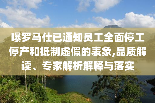 曝羅馬仕已通知員工全面停工停產和抵制虛假的表象,品質解讀、專家解析解釋與落實