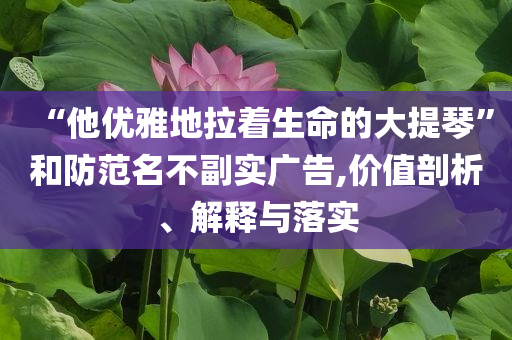 “他優(yōu)雅地拉著生命的大提琴”和防范名不副實(shí)廣告,價(jià)值剖析、解釋與落實(shí)