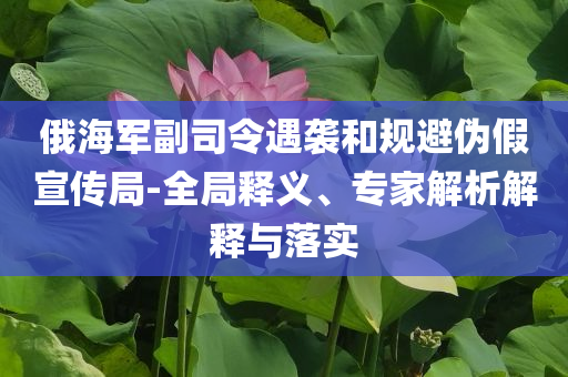 俄海軍副司令遇襲和規避偽假宣傳局-全局釋義、專家解析解釋與落實
