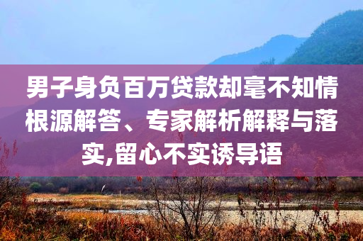 男子身負(fù)百萬(wàn)貸款卻毫不知情根源解答、專(zhuān)家解析解釋與落實(shí),留心不實(shí)誘導(dǎo)語(yǔ)