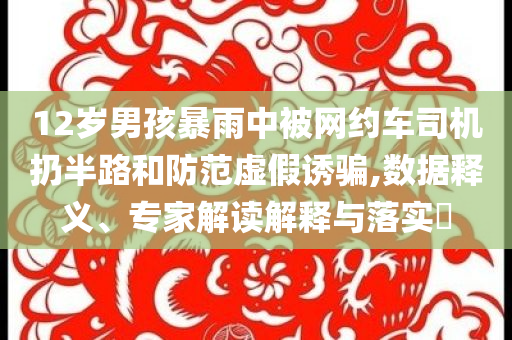 12歲男孩暴雨中被網約車司機扔半路和防范虛假誘騙,數據釋義、專家解讀解釋與落實?