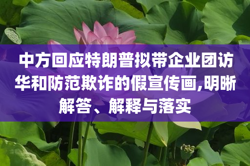 中方回應特朗普擬帶企業團訪華和防范欺詐的假宣傳畫,明晰解答、解釋與落實