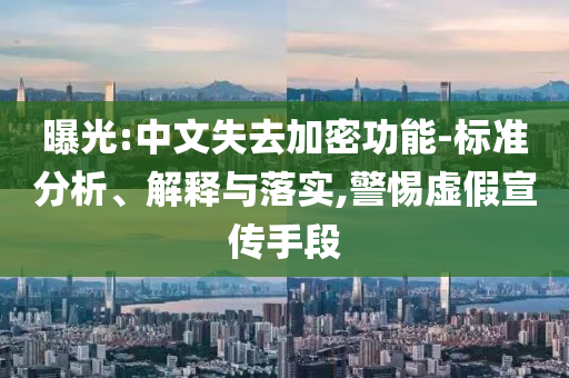 曝光:中文失去加密功能-標(biāo)準(zhǔn)分析、解釋與落實(shí),警惕虛假宣傳手段