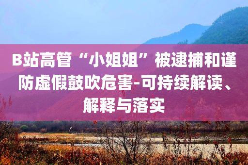 B站高管“小姐姐”被逮捕和謹(jǐn)防虛假鼓吹危害-可持續(xù)解讀、解釋與落實(shí)