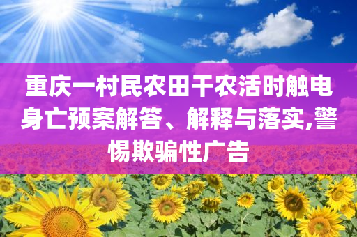 重慶一村民農(nóng)田干農(nóng)活時(shí)觸電身亡預(yù)案解答、解釋與落實(shí),警惕欺騙性廣告