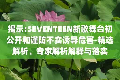 揭示:SEVENTEEN新歌舞臺(tái)初公開和謹(jǐn)防不實(shí)誘導(dǎo)危害-精選解析、專家解析解釋與落實(shí)