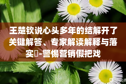 王楚欽說心頭多年的結解開了關鍵解答、專家解讀解釋與落實?-警惕營銷假把戲
