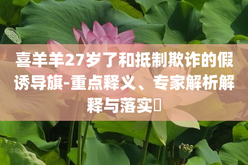 喜羊羊27歲了和抵制欺詐的假誘導旗-重點釋義、專家解析解釋與落實?