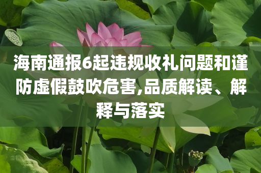 海南通報6起違規收禮問題和謹防虛假鼓吹危害,品質解讀、解釋與落實