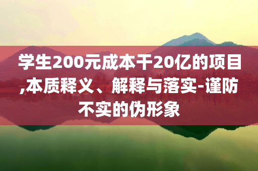 學生200元成本干20億的項目,本質釋義、解釋與落實-謹防不實的偽形象