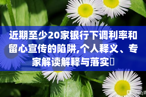 近期至少20家銀行下調利率和留心宣傳的陷阱,個人釋義、專家解讀解釋與落實?