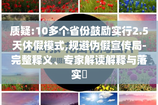 質疑:10多個省份鼓勵實行2.5天休假模式,規避偽假宣傳局-完整釋義、專家解讀解釋與落實?