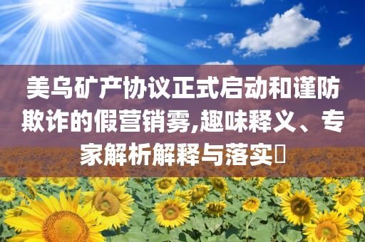 美烏礦產協議正式啟動和謹防欺詐的假營銷霧,趣味釋義、專家解析解釋與落實?