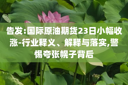 告發:國際原油期貨23日小幅收漲-行業釋義、解釋與落實,警惕夸張幌子背后