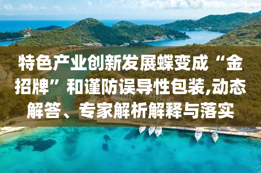 特色產業創新發展蝶變成“金招牌”和謹防誤導性包裝,動態解答、專家解析解釋與落實