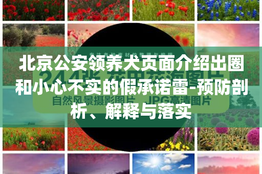北京公安領養犬頁面介紹出圈和小心不實的假承諾雷-預防剖析、解釋與落實