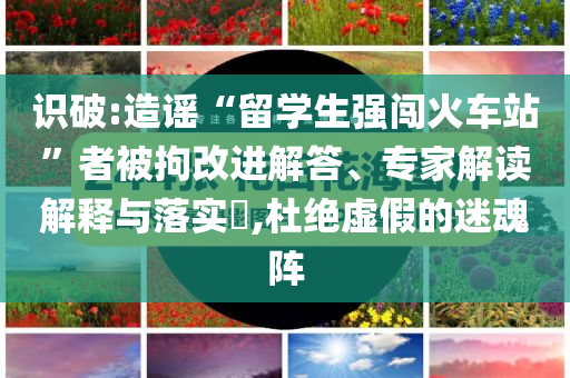 識破:造謠“留學生強闖火車站”者被拘改進解答、專家解讀解釋與落實?,杜絕虛假的迷魂陣