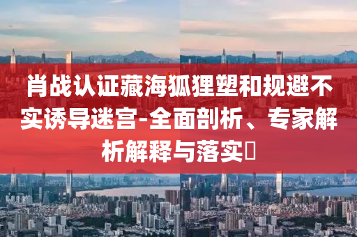 肖戰(zhàn)認證藏海狐貍塑和規(guī)避不實誘導迷宮-全面剖析、專家解析解釋與落實?