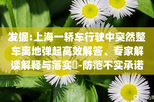 發掘:上海一轎車行駛中突然整車離地彈起高效解答、專家解讀解釋與落實?-防范不實承諾