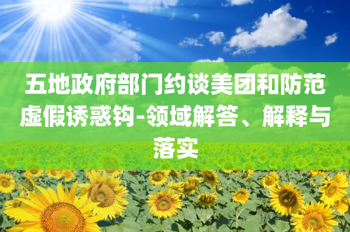 五地政府部門約談美團和防范虛假誘惑鉤-領域解答、解釋與落實