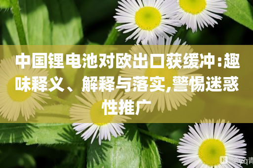 中國鋰電池對歐出口獲緩沖:趣味釋義、解釋與落實,警惕迷惑性推廣