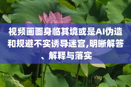 視頻畫面身臨其境或是AI偽造和規避不實誘導迷宮,明晰解答、解釋與落實