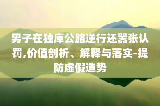 男子在獨庫公路逆行還囂張認罰,價值剖析、解釋與落實-提防虛假造勢