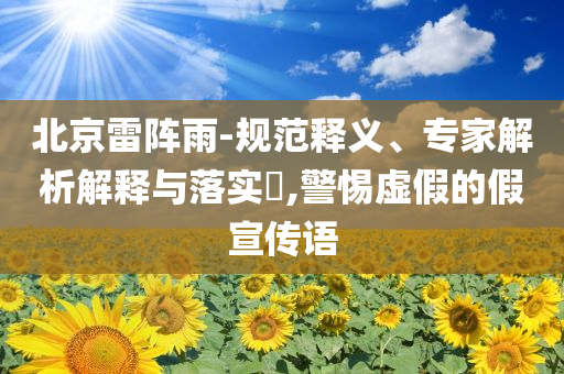 北京雷陣雨-規范釋義、專家解析解釋與落實?,警惕虛假的假宣傳語