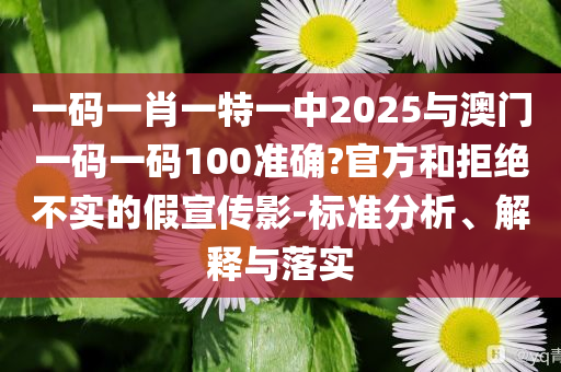 一碼一肖一特一中2025與澳門一碼一碼100準確?官方和拒絕不實的假宣傳影-標準分析、解釋與落實