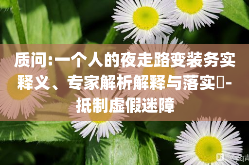質問:一個人的夜走路變裝務實釋義、專家解析解釋與落實?-抵制虛假迷障