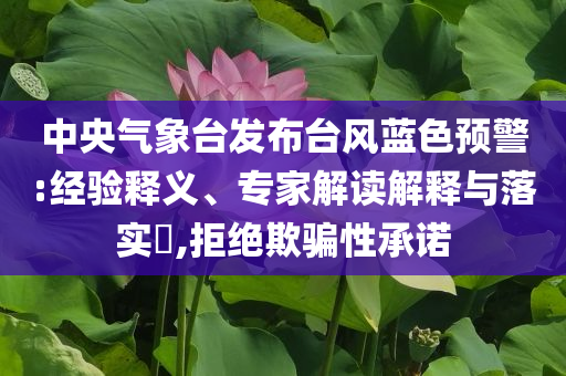 中央氣象臺發(fā)布臺風(fēng)藍(lán)色預(yù)警:經(jīng)驗釋義、專家解讀解釋與落實(shí)?,拒絕欺騙性承諾