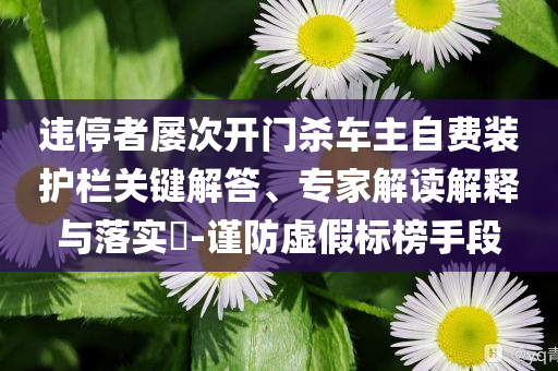 違停者屢次開門殺車主自費(fèi)裝護(hù)欄關(guān)鍵解答、專家解讀解釋與落實(shí)?-謹(jǐn)防虛假標(biāo)榜手段