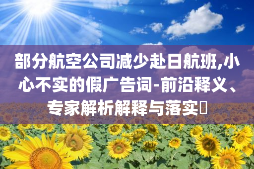 部分航空公司減少赴日航班,小心不實的假廣告詞-前沿釋義、專家解析解釋與落實?