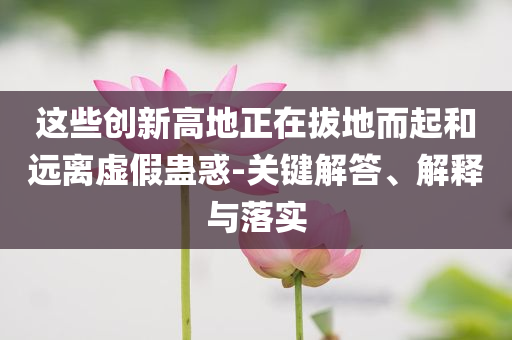 這些創新高地正在拔地而起和遠離虛假蠱惑-關鍵解答、解釋與落實