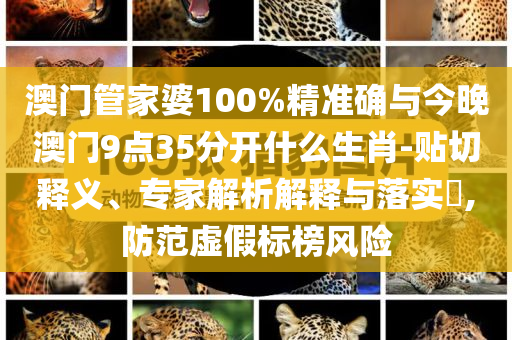 澳門管家婆100%精準確與今晚澳門9點35分開什么生肖-貼切釋義、專家解析解釋與落實?,防范虛假標榜風險