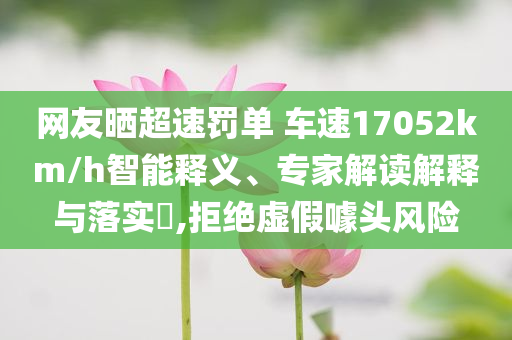 網友曬超速罰單 車速17052km/h智能釋義、專家解讀解釋與落實?,拒絕虛假噱頭風險